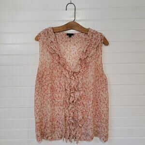 Talbots Silk Ruffle Blouse Top Size 16 Sleeveless Tank Feminine Romantic Work